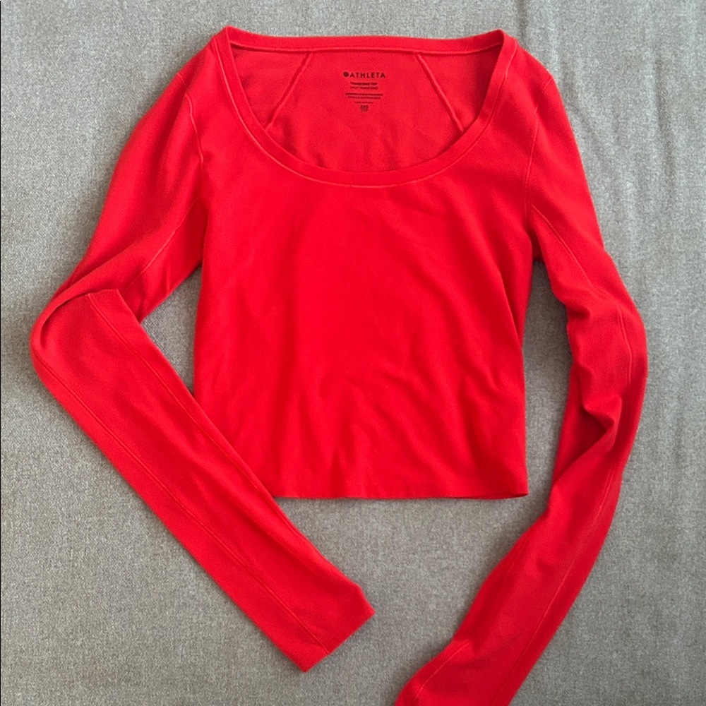 Athleta Bright Red Long Sleeve Transcend Tee